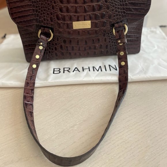 NWOT! BRAHMIN Brown Leather Satchel Purse - Picture 5 of 7